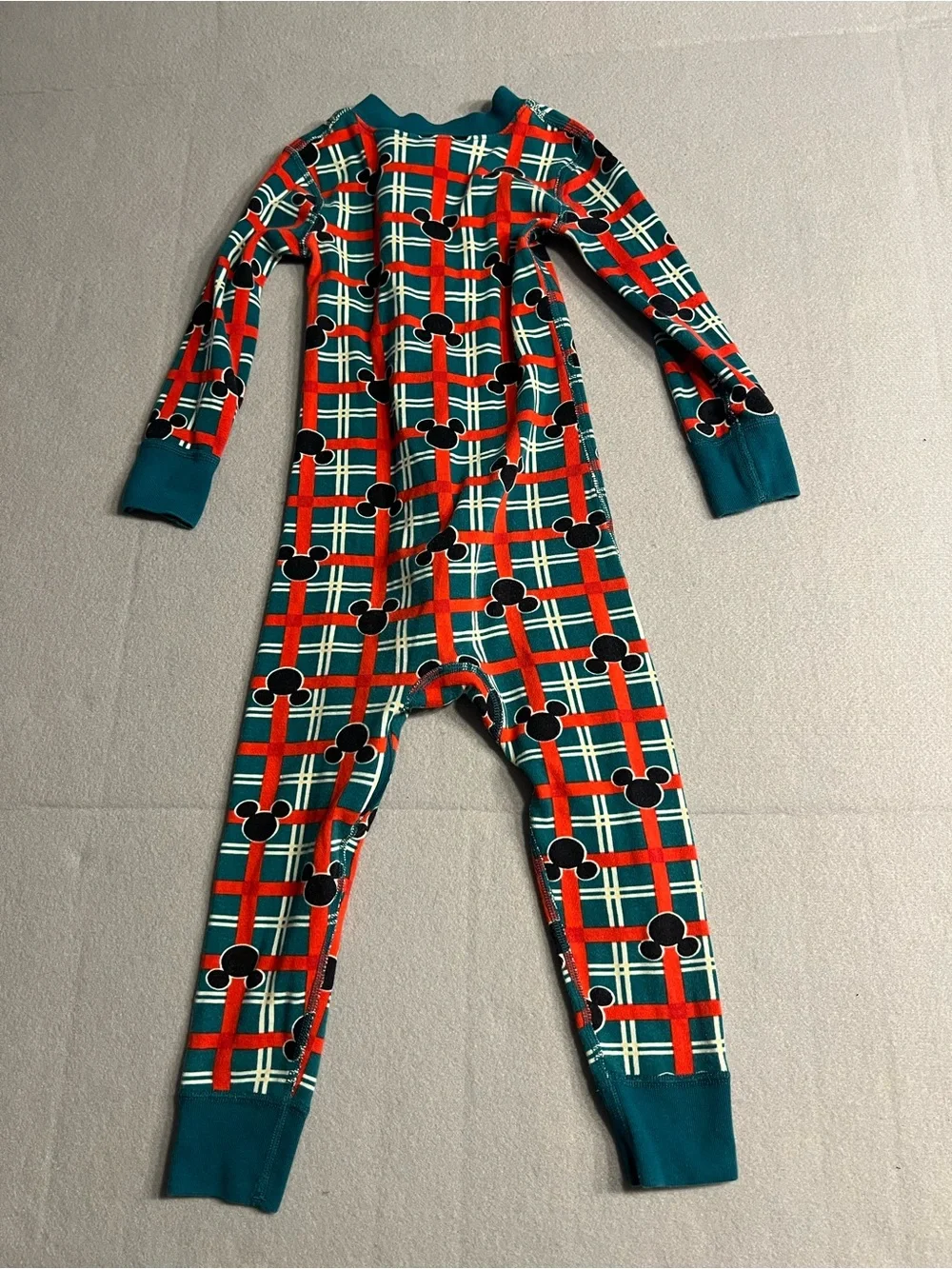 Hanna Andersson Disney Mickey Mouse Plaid Zip Sleeper Organic Cotton Size 3T